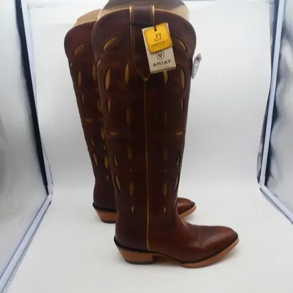 NEW Ariat Women’s 5.5 Saylor Stretchfit Boots Tall Chic Brown Leather - Picture 5 of 15